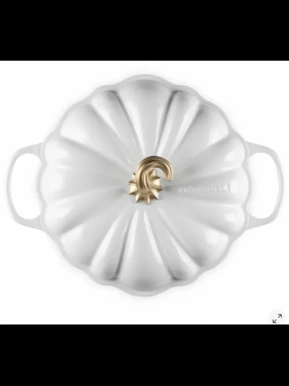 ~Le Creuset* NEW *White Pumpkin Casserole with Gold Stem Braiser…